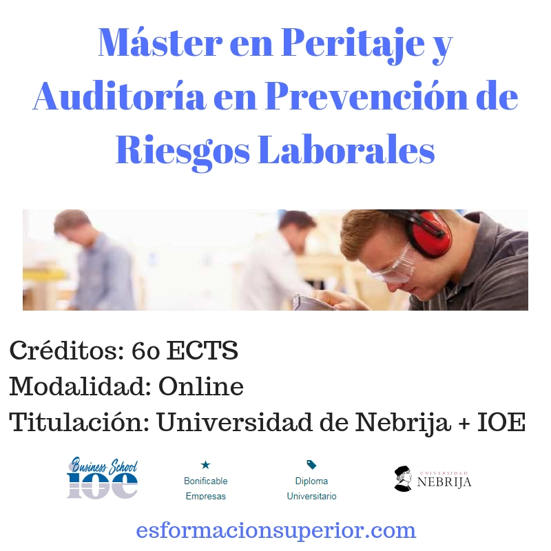 Máster en Peritaje y Auditoría en Prevención de Riesgos Laborales